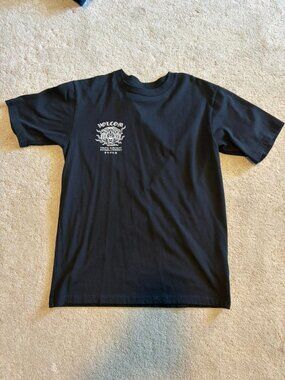 Volcom black graphic tee with cool back design